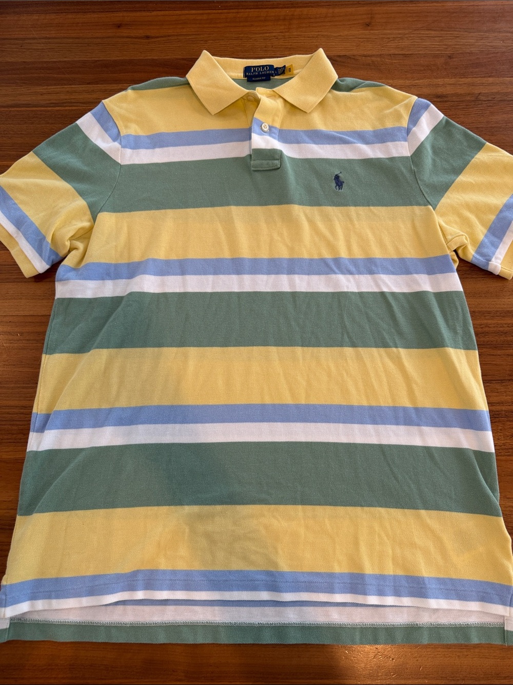 Polo Ralph Lauren classic fit Yellow Striped Mens Polo Shirt sz L